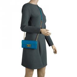 Marc by Marc Jacobs Blue Straw and Leather Bianca Wallet on Chain