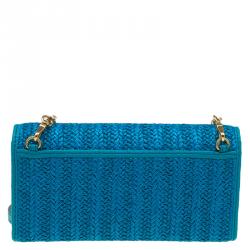Marc by Marc Jacobs Blue Straw and Leather Bianca Wallet on Chain