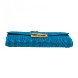 Marc by Marc Jacobs Blue Straw and Leather Bianca Wallet on Chain