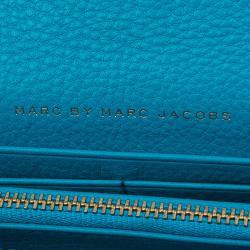 Marc by Marc Jacobs Blue Straw and Leather Bianca Wallet on Chain