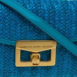 Marc by Marc Jacobs Blue Straw and Leather Bianca Wallet on Chain