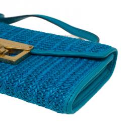 Marc by Marc Jacobs Blue Straw and Leather Bianca Wallet on Chain