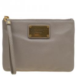 Marc by Marc Jacobs Grey Leather Classic Q Wristlet Clutch
