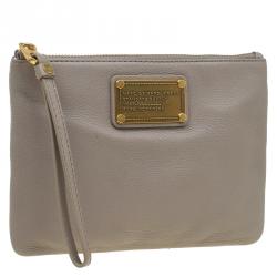 Marc by Marc Jacobs Grey Leather Classic Q Wristlet Clutch