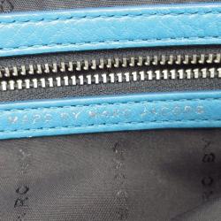Pre Owned Marc by Marc Jacobs Blue Pebbled Leather Too Hot To Handle Tote