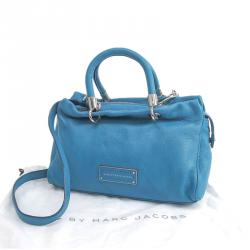 Pre Owned Marc by Marc Jacobs Blue Pebbled Leather Too Hot To Handle Tote