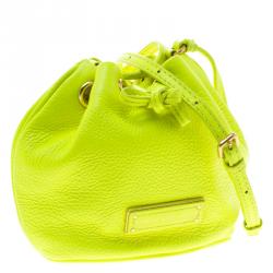 Marc By Marc Jacobs Neon Green Leather Mini Bucket Crossbody Bag
