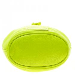 Pre Owned Marc By Marc Jacobs Neon Green Leather Mini Bucket Crossbody Bag