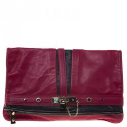 Marc by Marc Jacobs Magenta Leather Magazine Fold Over Clutch