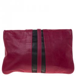 Marc by Marc Jacobs Magenta Leather Magazine Fold Over Clutch