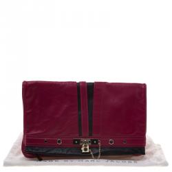 Marc by Marc Jacobs Magenta Leather Magazine Fold Over Clutch