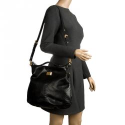مملوكة مسبقًا Marc by Marc Jacobs Black Embossed Python Leather Hillier Hobo 