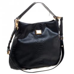 مملوكة مسبقًا Marc by Marc Jacobs Black Embossed Python Leather Hillier Hobo 