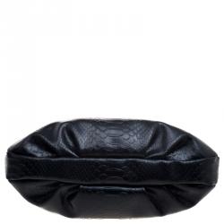 مملوكة مسبقًا Marc by Marc Jacobs Black Embossed Python Leather Hillier Hobo 