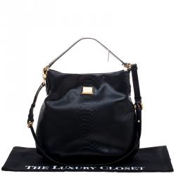 مملوكة مسبقًا Marc by Marc Jacobs Black Embossed Python Leather Hillier Hobo 