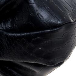 مملوكة مسبقًا Marc by Marc Jacobs Black Embossed Python Leather Hillier Hobo 