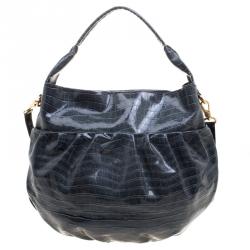 Pre Owned حقيبة مارك باي مارك جاكوبس جلد لامعة نقش تمساح خضراء أميريلاد