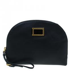 Pre Owned Marc by Marc Jacobs Black Leather Cosmetic Pouch 