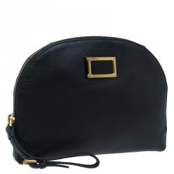 Pre Owned Marc by Marc Jacobs Black Leather Cosmetic Pouch 