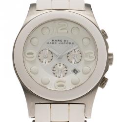 Pre Owned Marc by Marc Jacobs White Stainless Steel and Rubber MBM2565 Women's Wristwatch 42MM