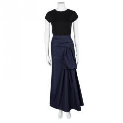 Pre Owned Marc Jacobs Navy Blue Front Drape Detail Maxi Skirt S