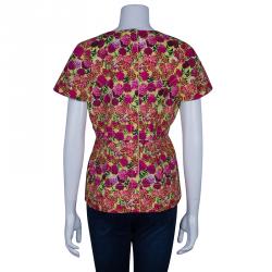 Pre Owned Marc Jacobs Floral Print Short Sleeve Top M