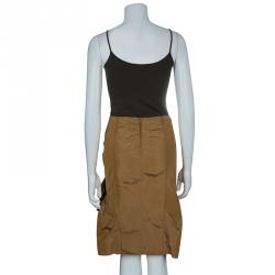 Pre Owned Marc Jacobs Tan Gathered Silk Skirt S