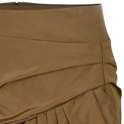 Pre Owned Marc Jacobs Tan Gathered Silk Skirt S