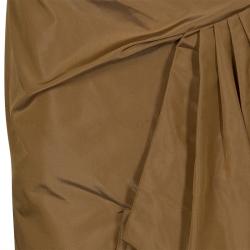 Pre Owned Marc Jacobs Tan Gathered Silk Skirt S