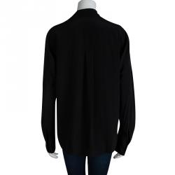 Pre Owned Marc Jacobs Black Silk Long Sleeve Blouse L