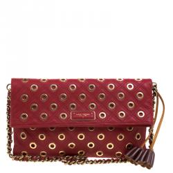 Pre Owned Marc Jacobs Red Leather Eyelets Sandy Shoulder Bag
