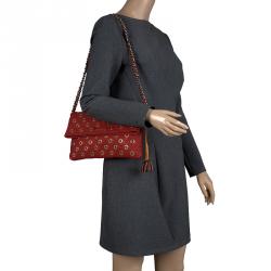 Pre Owned Marc Jacobs Red Leather Eyelets Sandy Shoulder Bag