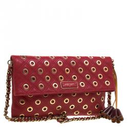 Pre Owned Marc Jacobs Red Leather Eyelets Sandy Shoulder Bag