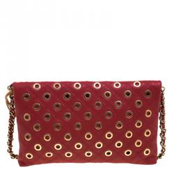 Pre Owned Marc Jacobs Red Leather Eyelets Sandy Shoulder Bag