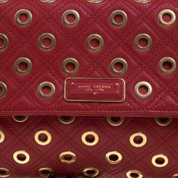 Pre Owned Marc Jacobs Red Leather Eyelets Sandy Shoulder Bag