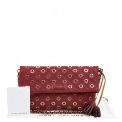 Pre Owned Marc Jacobs Red Leather Eyelets Sandy Shoulder Bag