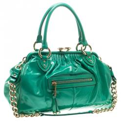 Pre Owned Marc Jacobs Green Patent Leather Stam Satchel