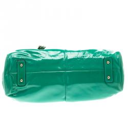 Pre Owned Marc Jacobs Green Patent Leather Stam Satchel