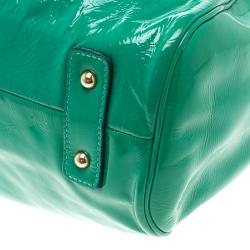 Pre Owned Marc Jacobs Green Patent Leather Stam Satchel