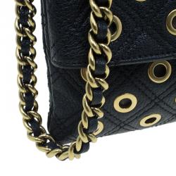 Pre Owned Marc Jacobs Black Leather Sandy Eyelets Shoulder Bag