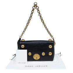 Pre Owned Marc Jacobs Black Leather Small Studded Gotham Shoulder Bag