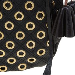 Marc Jacobs Black Quilted Eyelets Leather Large Nomad Hobo 
