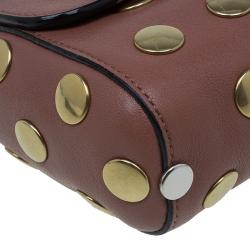 Pre Owned Marc Jacobs Vintage Rose Leather Small Studded Gotham Shoulder Bag