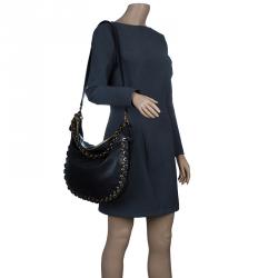 Pre Owned Marc Jacobs Black Leather Laces Nomad Hobo