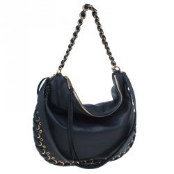 Pre Owned Marc Jacobs Black Leather Laces Nomad Hobo