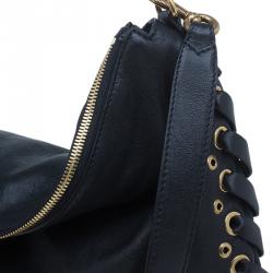 Pre Owned Marc Jacobs Black Leather Laces Nomad Hobo
