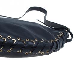 Pre Owned Marc Jacobs Black Leather Laces Nomad Hobo
