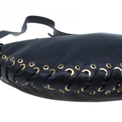 Pre Owned Marc Jacobs Black Leather Laces Nomad Hobo