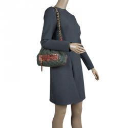 Pre Owned Marc Jacobs Green/Pink Quilted Snakeskin Little Stam Bag