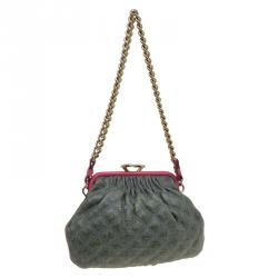 Pre Owned Marc Jacobs Green/Pink Quilted Snakeskin Little Stam Bag